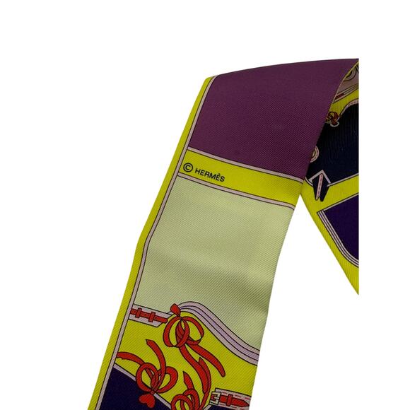 Hermes 100% Silk Twilly*Yellow, Pink, Red - Picture 6 of 7